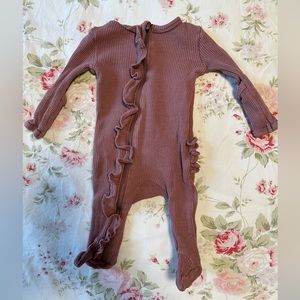 Spearmint Love Waffle Ruffle Footie